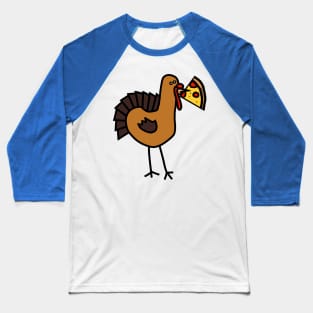 Thanksgiving Turkey with Pizza Slice Baseball T-Shirt
